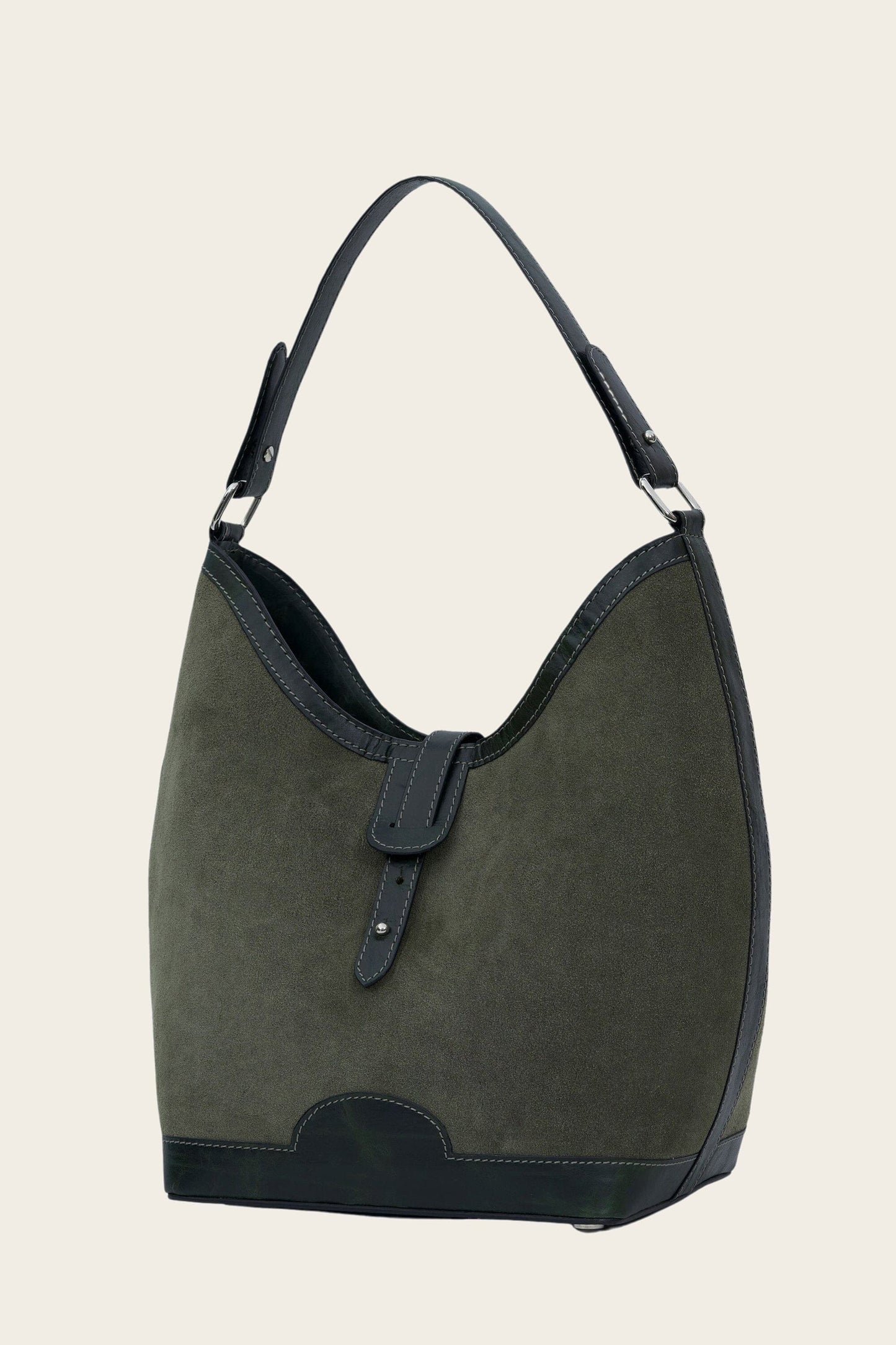 Barrel Top Handle Bag in Olive Green