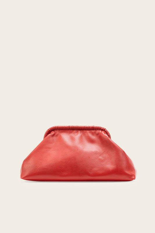 Slouch Leather Clutch in Red