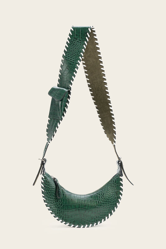 Selena - White Whipstitch Forest Green