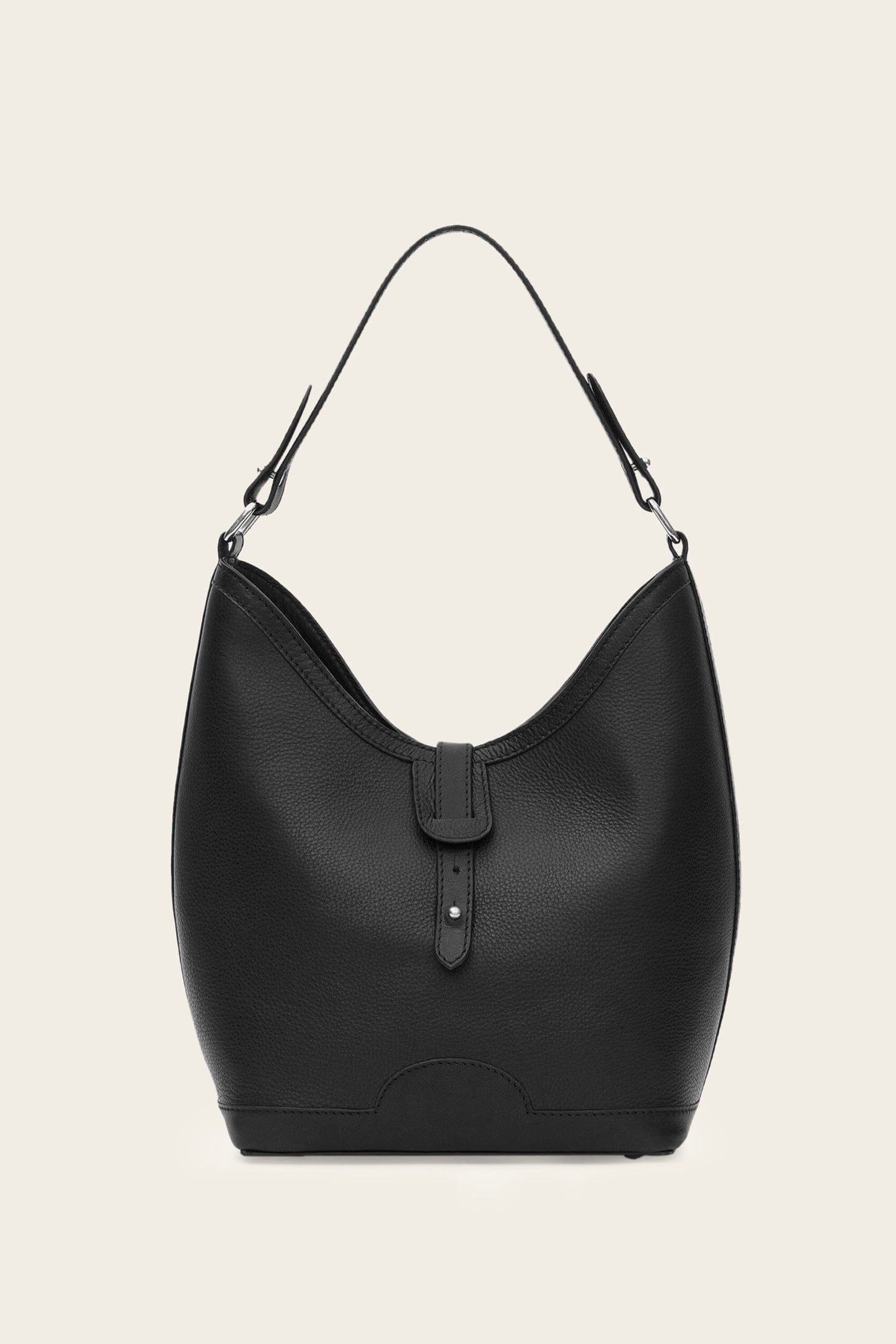 Barrel Top Handle Bag in Pebbled Black