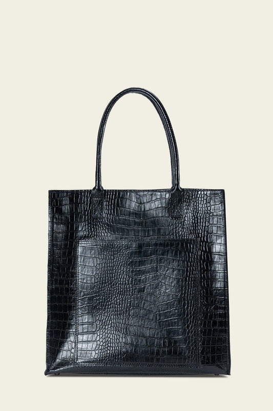 Box Tote Black Croc