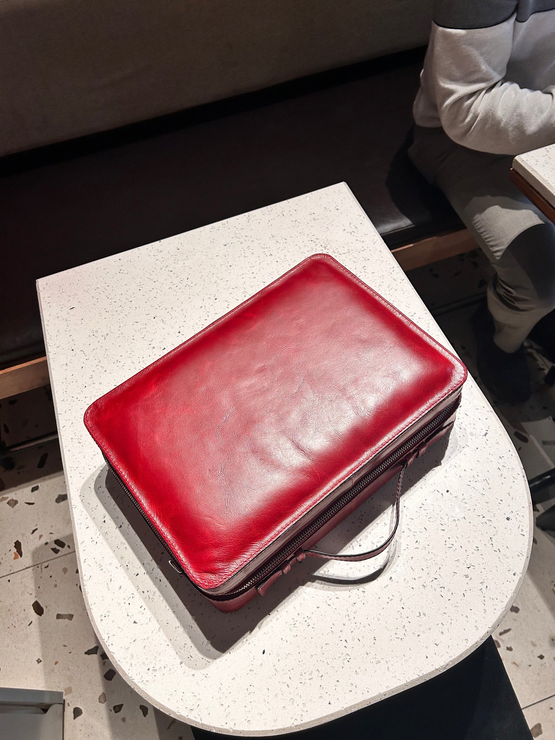 Limited Edition Briefcase In Deep Red with Crossbody Strap – Mistry ...